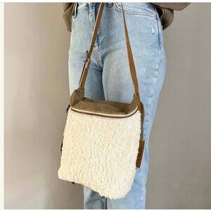 🆕 Liefde Handmade Crossbody Bag – Sherpa & Canvas with Leather Strap